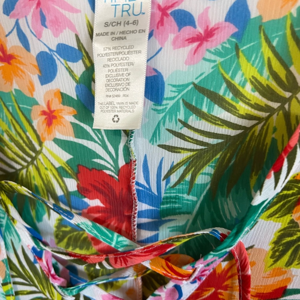 TIME & TRU Women's Tropical Hibiscus Hawaiian Beach Coverup NWOT Size Small - Picture 4 of 7